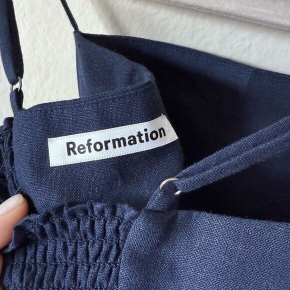 Reformation Kieran Mini Blue Dress Navy Size 0 - Picture 8 of 8